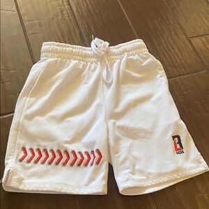 Kids White Sports Shorts with Red Accents